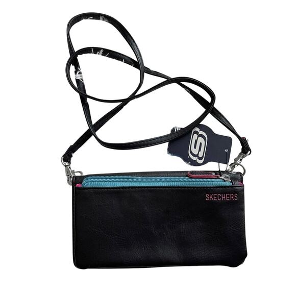 Skechers Wallet Crossbody Black -pink - Picture 1 of 11